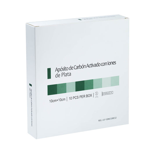 Apósito Carbón activado con plata 10 x 10 cm ( caja 10 unidades)