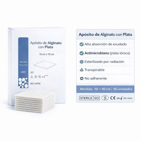 Apósito Alginato de calcio con plata 10 x 10 cm 10 unidades